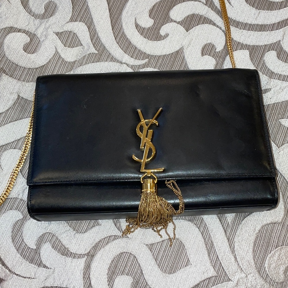 YSL Black Kate Medium Chain Bag